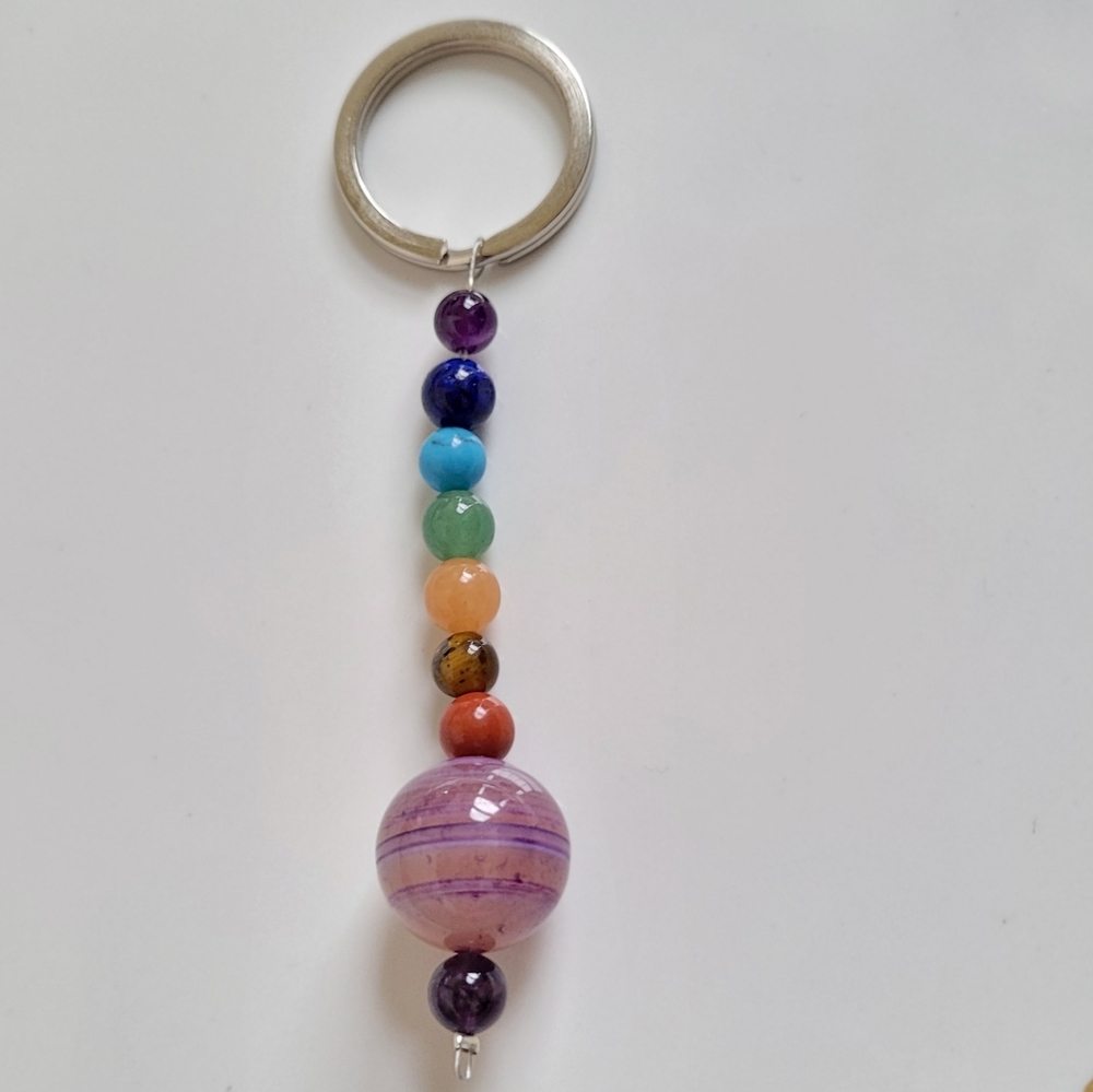 Purple Agate Dangle Key Ring Purse Charm NWT - Picture 4 of 4